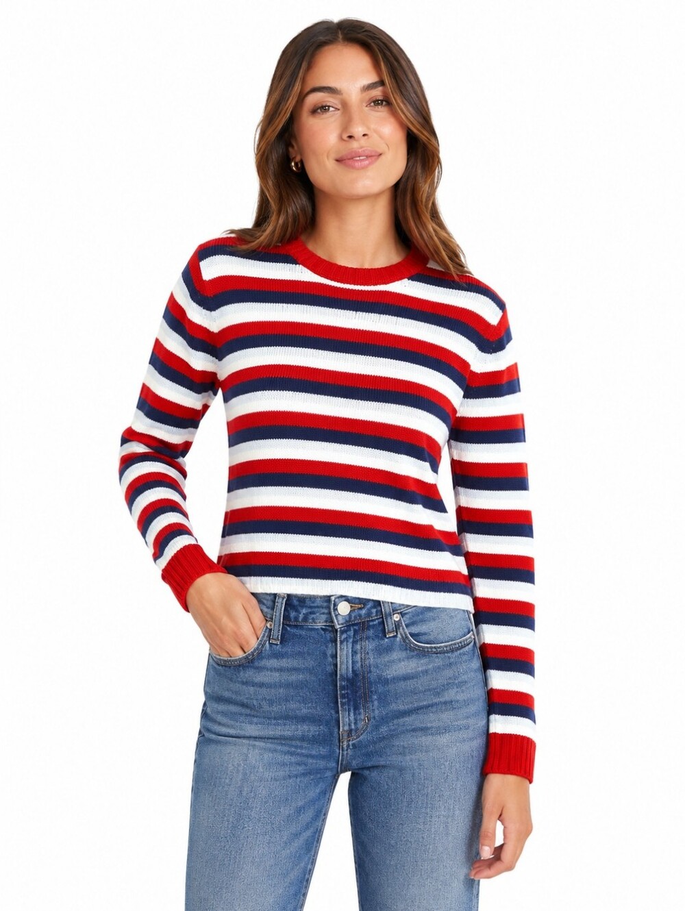 Abercrombie & Fitch 100% Wool Shetland Women's Striped Sweater Multicolor Nautic